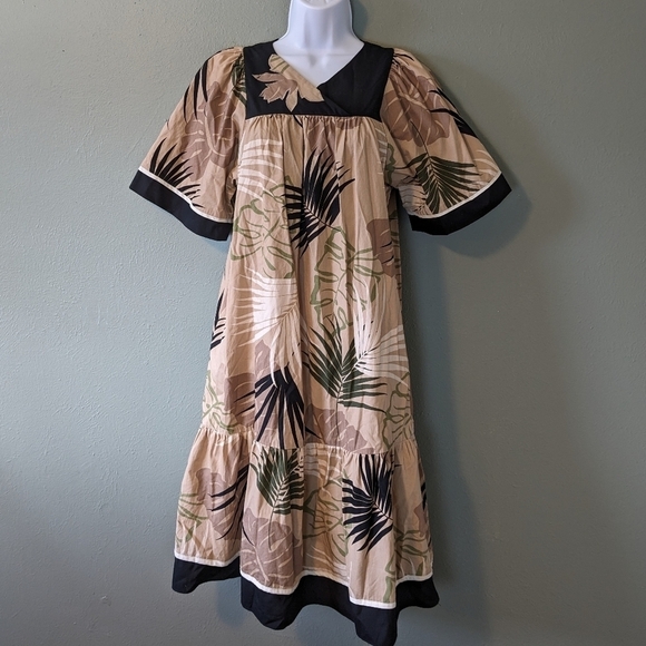 Vintage Tropical Smock Maxi Dress Size XS - Picture 2 of 11